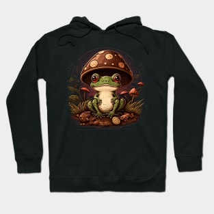 Cottagecore aesthetic frog on Mushroom Hoodie